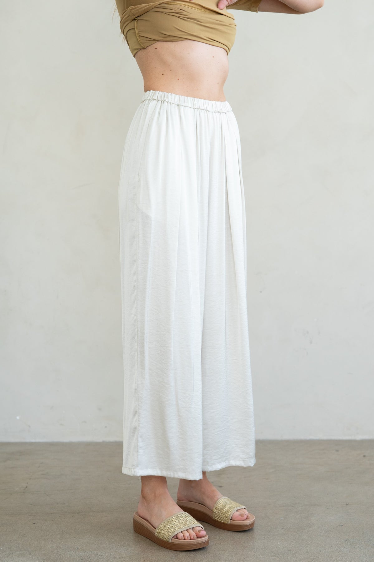 Textured Satin Wide-Leg Pants