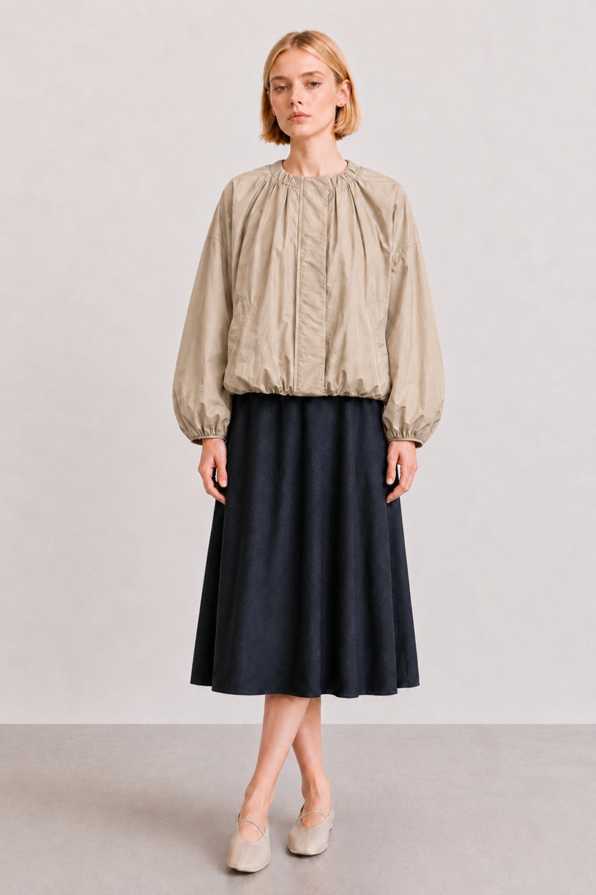 The Gathered Neck Volume Jacket