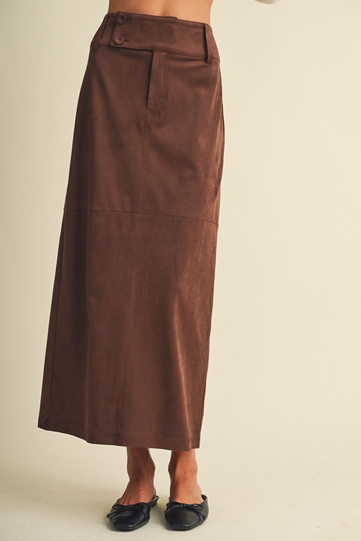 Sueded Knit Column Skirt