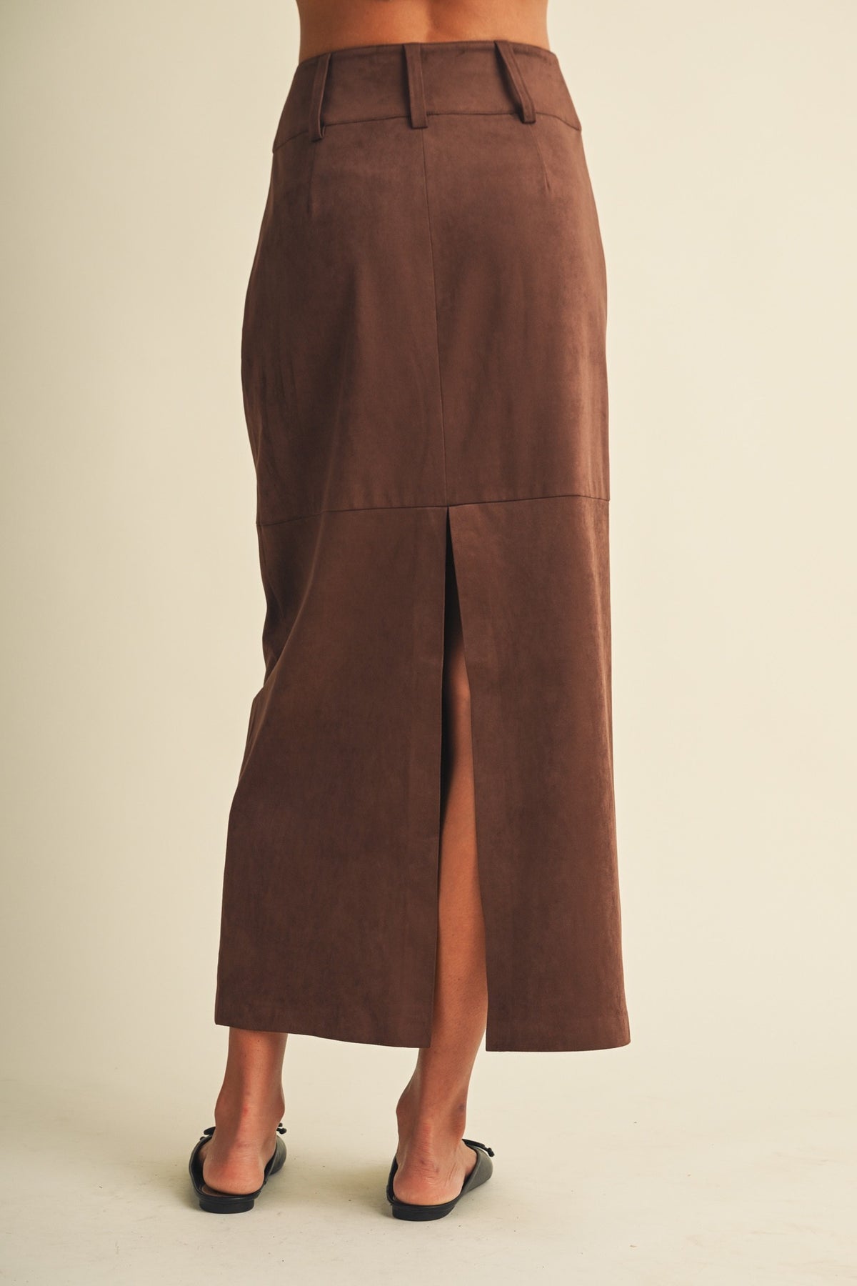 Sueded Knit Column Skirt