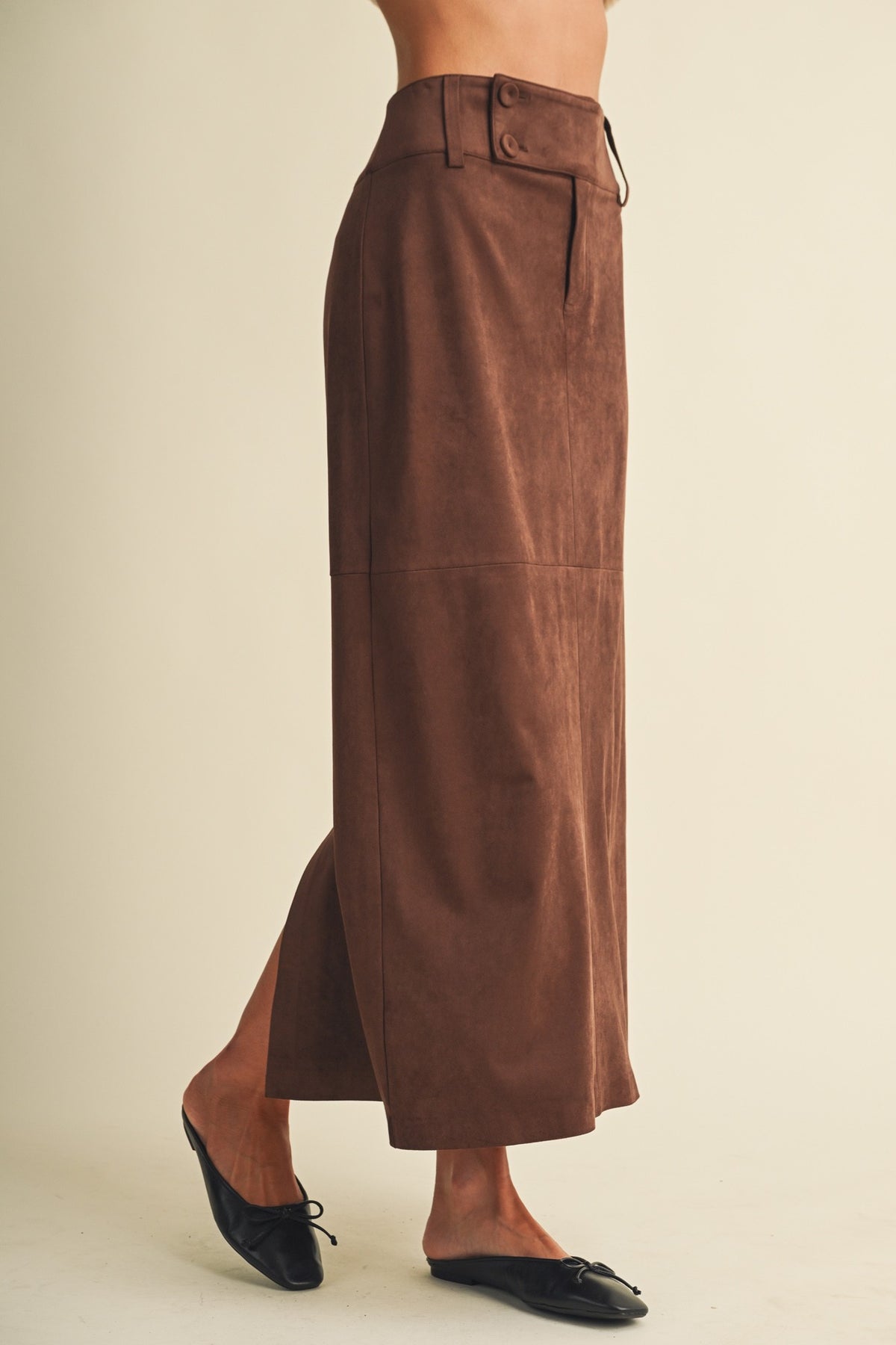 Sueded Knit Column Skirt