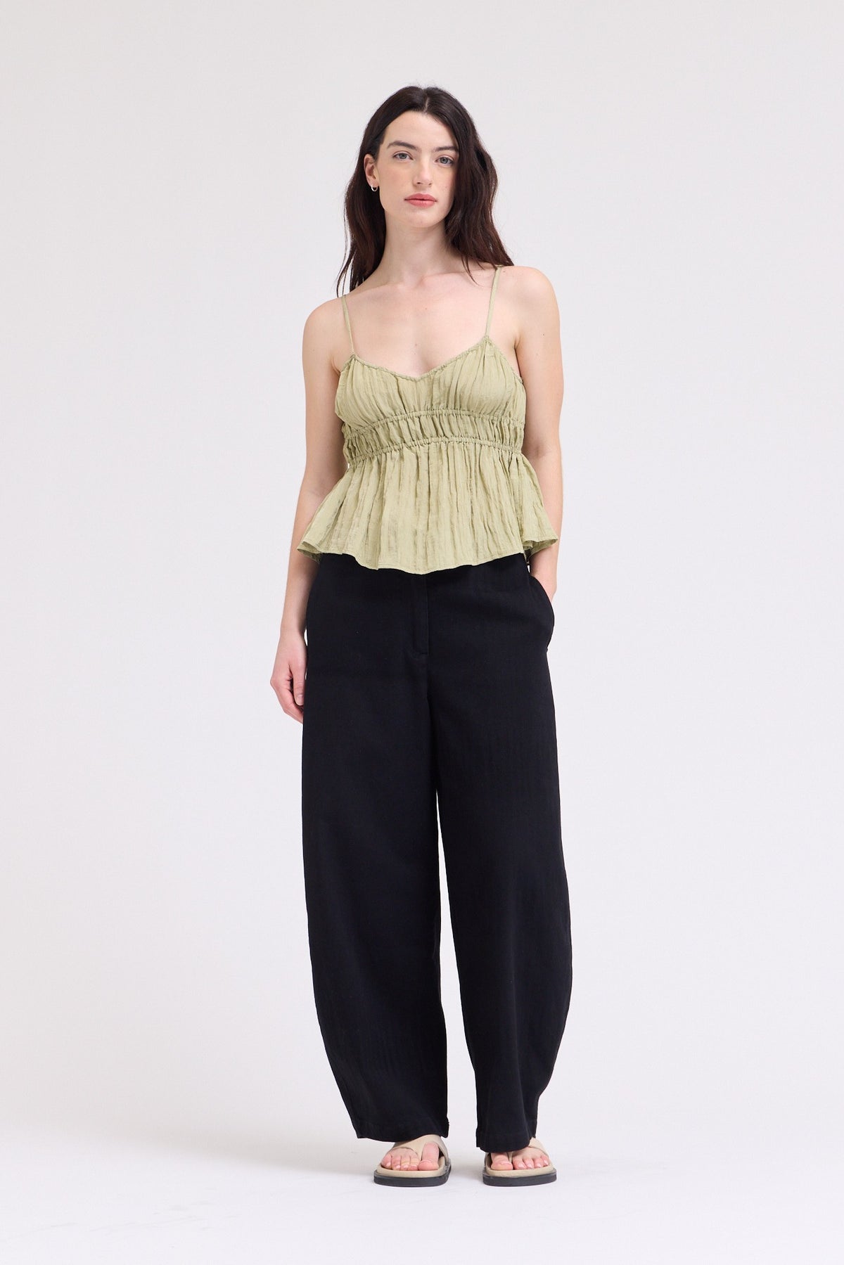 Relaxed Cotton Barrel Pants