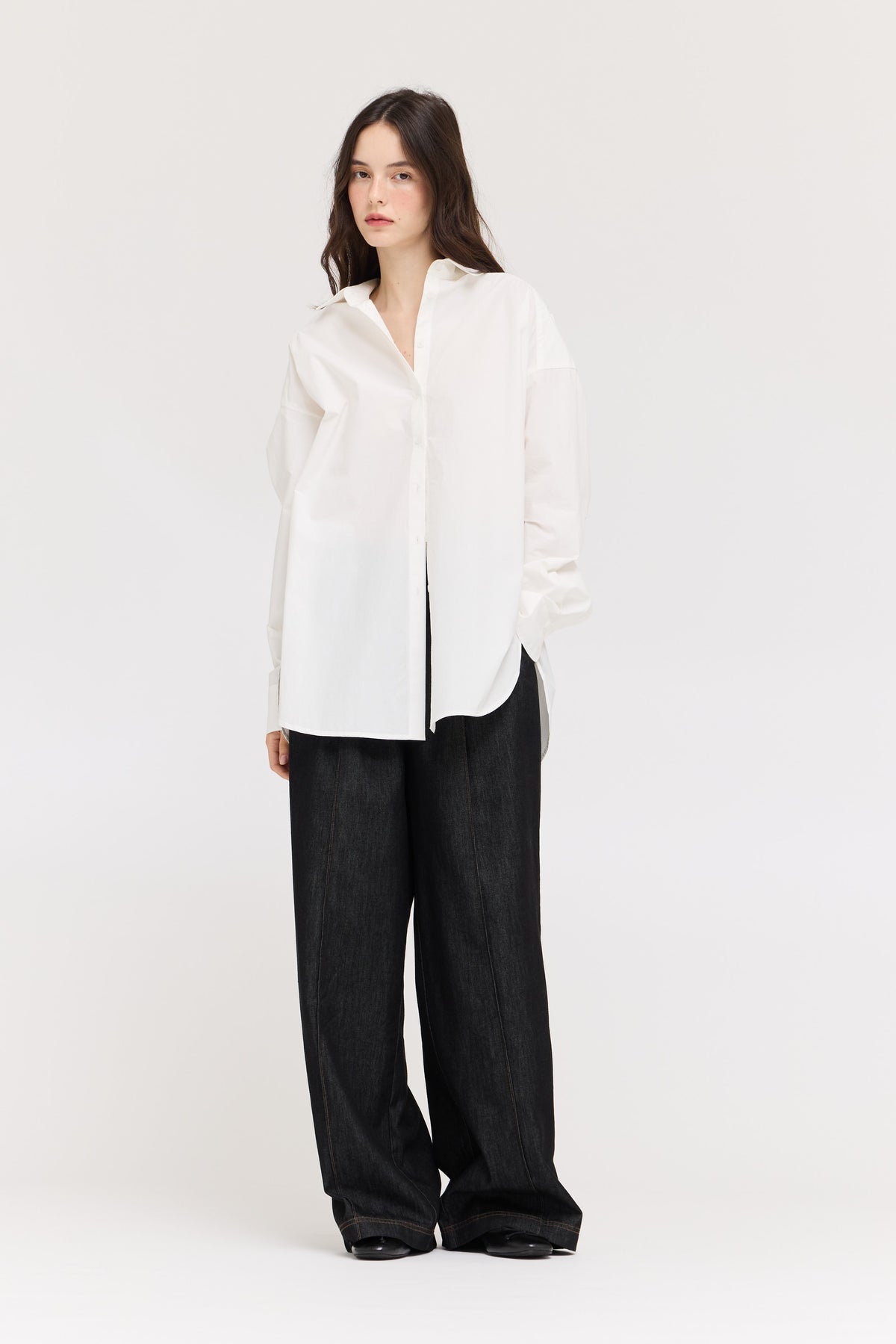Oversized Round Hem Shirt