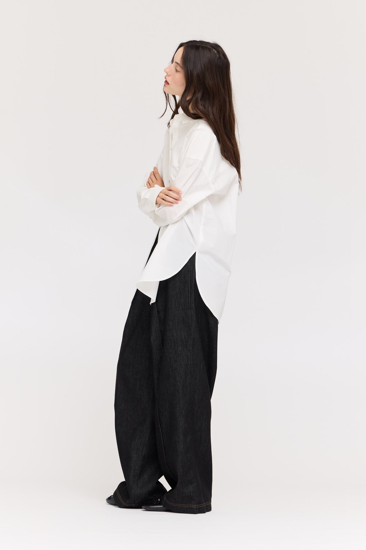 Oversized Round Hem Shirt
