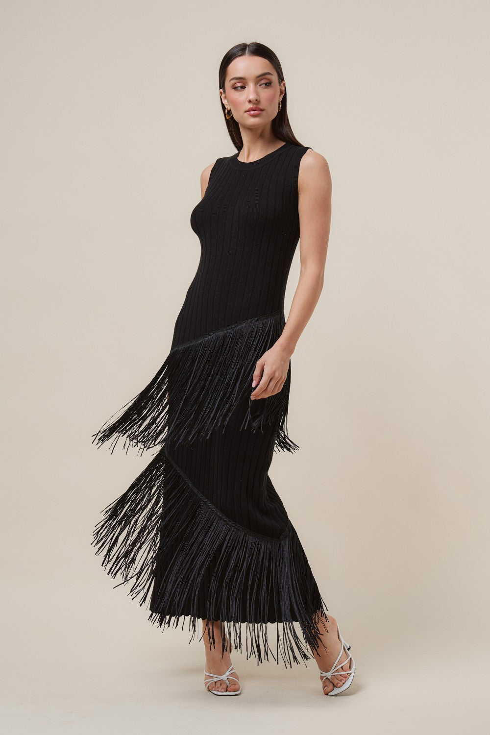 Fringe Knit Maxi Dress
