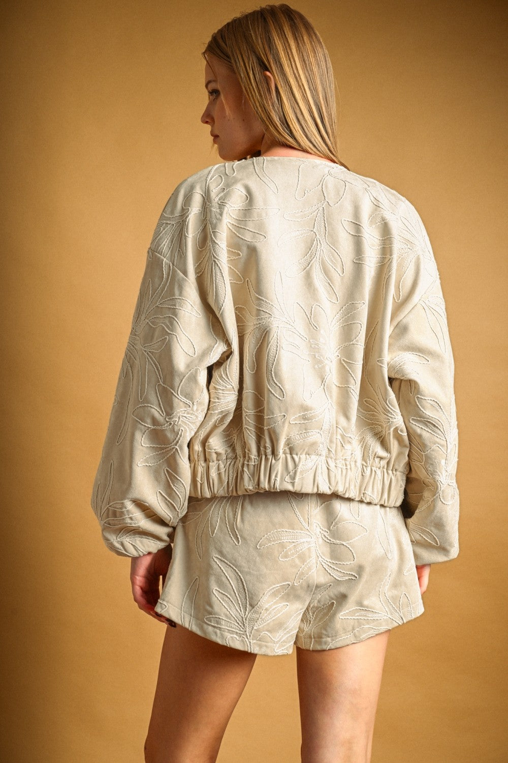 Suede Floral Textured Jacket