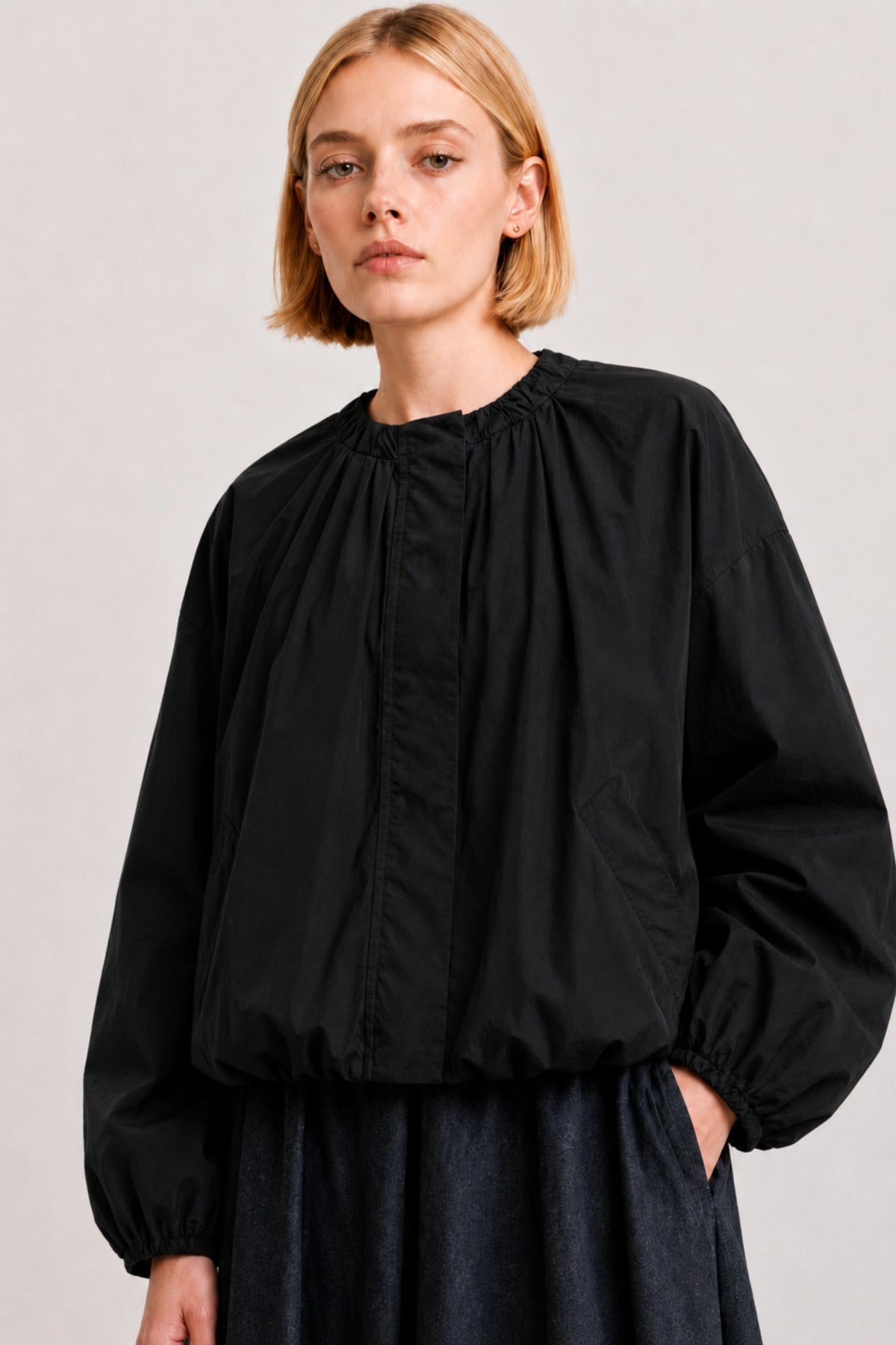 Gathered Neck Volume Jacket